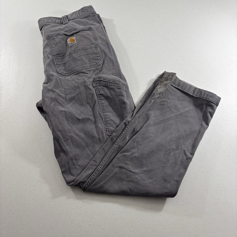 Carhartt Rugged Flex Relaxed Fit Duck Canvas Work Pants Mens 38x30 Grey Utility